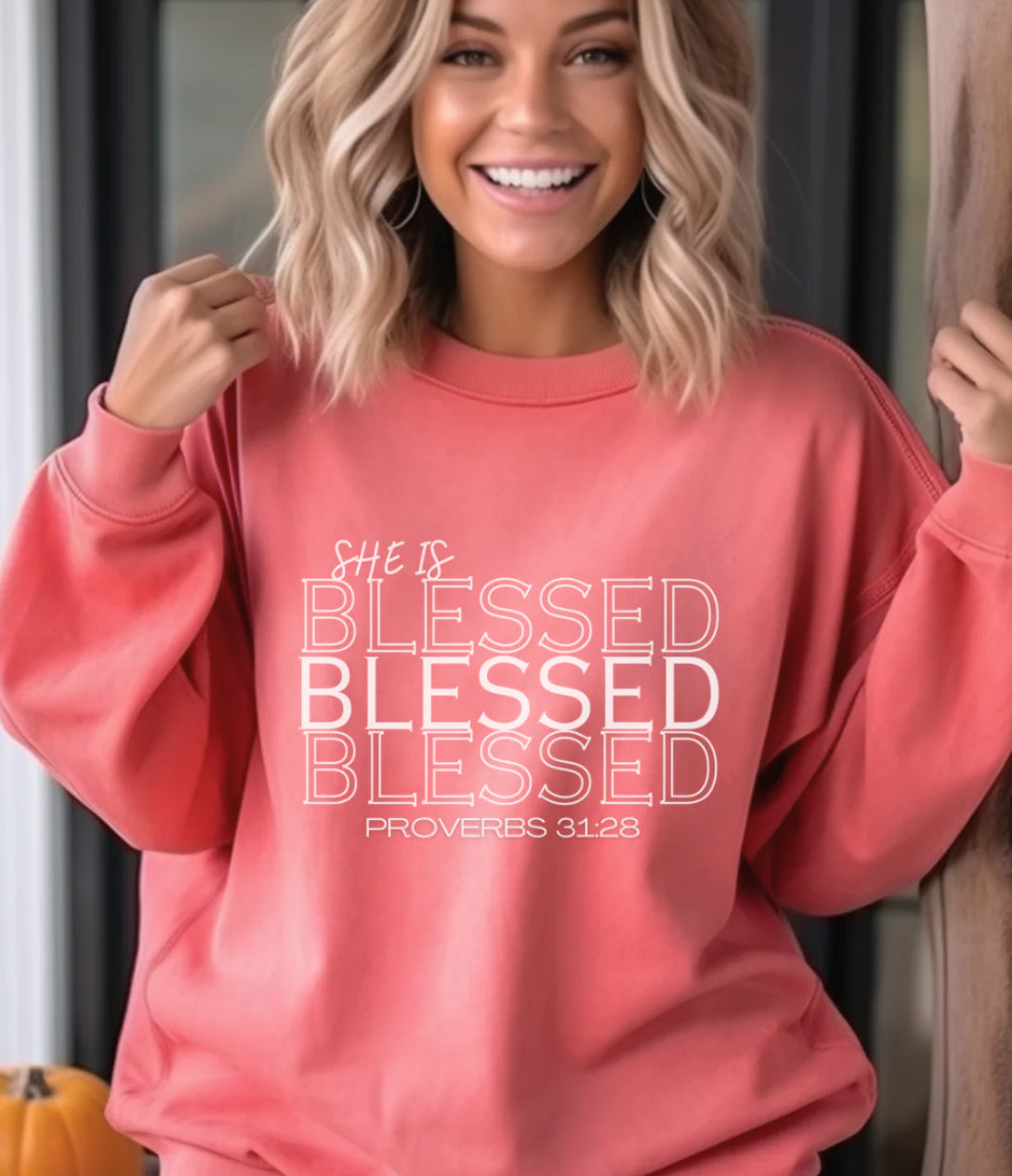She is Blessed Comfort Colors Sweatshirt Proverbs 31 28