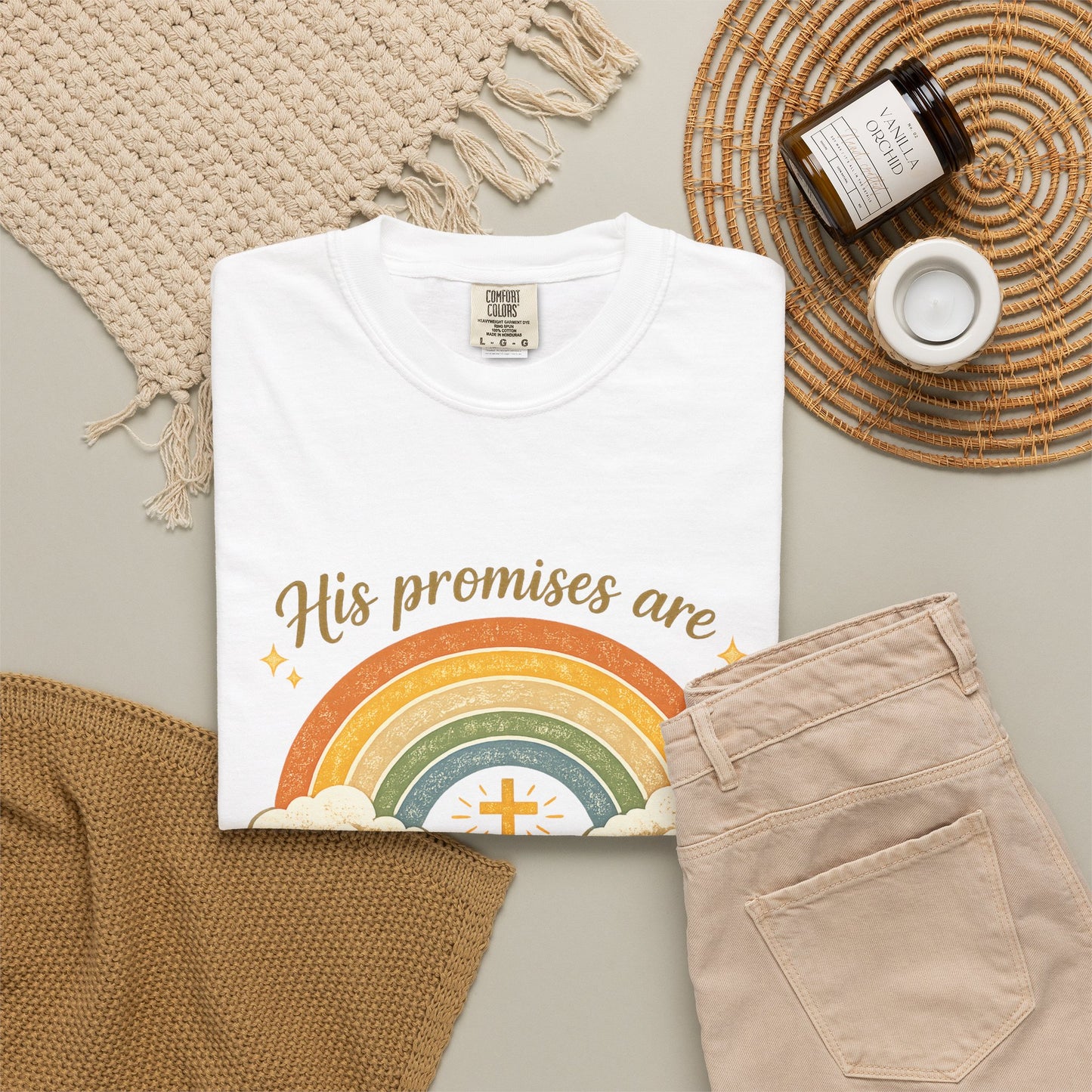 His Promises Are Yes & Amen T-Shirt — Christian Rainbow Faith Tee