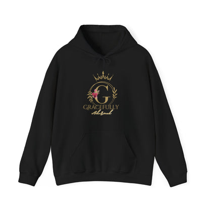 Gracefully Adored Crown Hoodie — Feminine Floral Logo Pullover