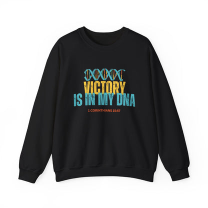Victory Is In My DNA Sweatshirt — Christian Inspirational Crewneck (1 Corinthians 15:57)