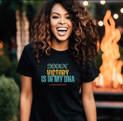 T‑Shirt — "Victory Is In My DNA" Inspirational Graphic Tee