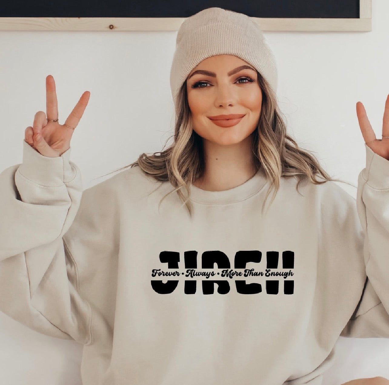 Crewneck Sweatshirt - "Sweet" Script Graphic (Forever, Always, More Than Enough)