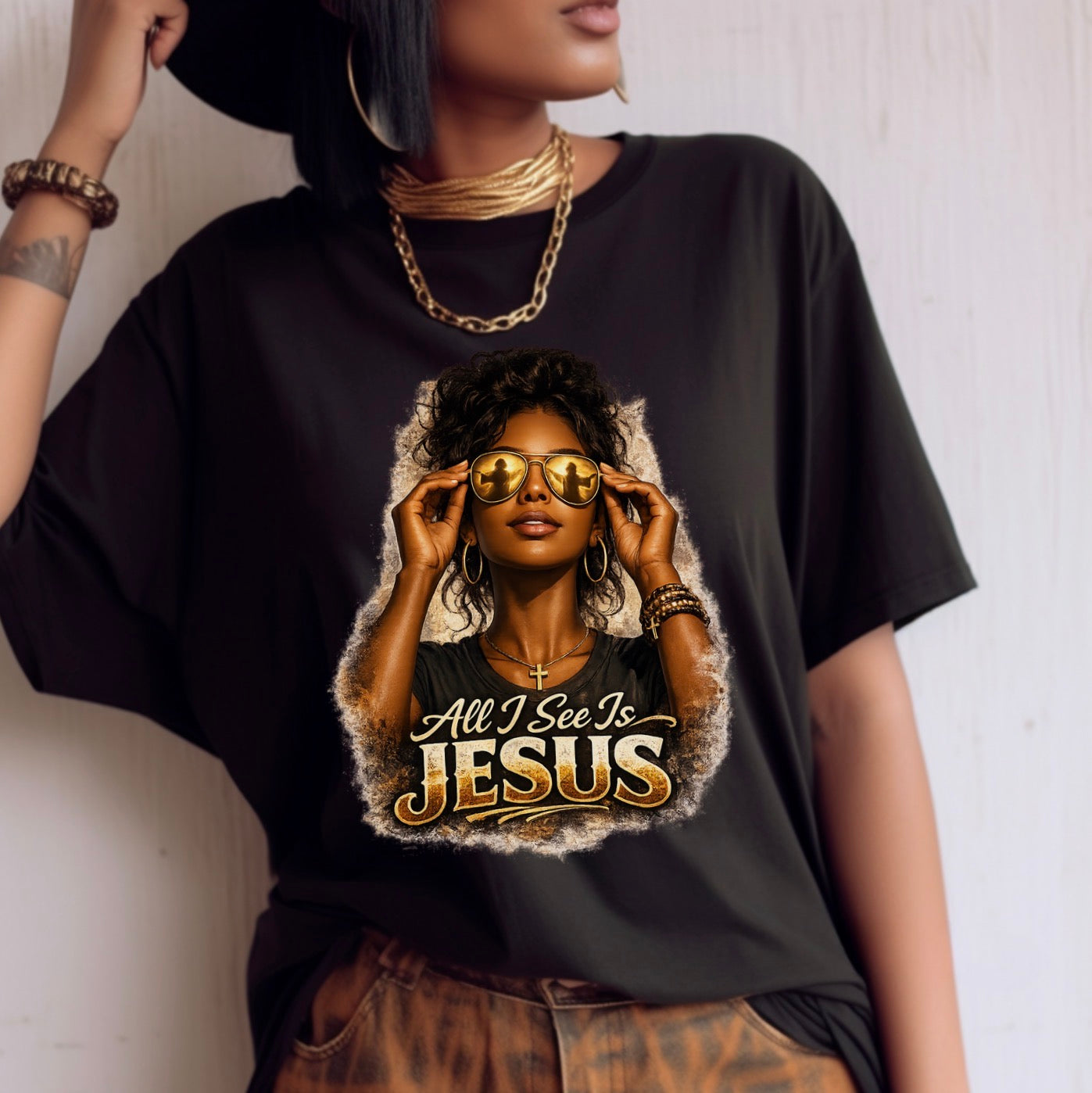 All I See Is Jesus T-Shirt — Faith Graphic Tee Black Woman