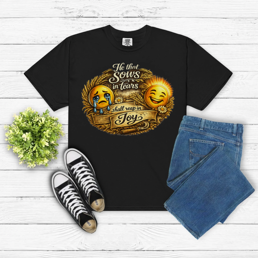 Inspirational T-Shirt — "He That Sows in Tears Shall Reap in Joy" Graphic Tee
