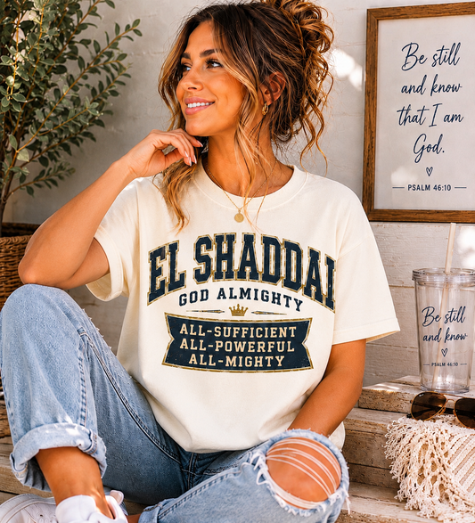 El Shaddai 'God Almighty' Garment-Dyed T-Shirt - Faith Graphic Tee