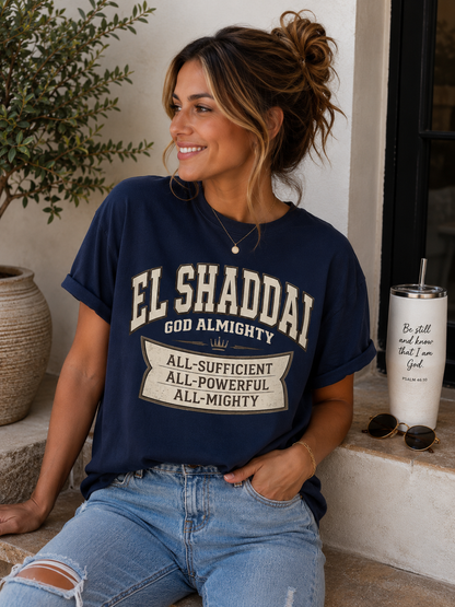El Shaddai 'God Almighty' Garment-Dyed T-Shirt - Faith Graphic Tee