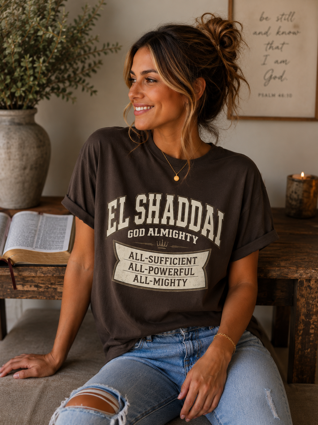 El Shaddai 'God Almighty' Garment-Dyed T-Shirt - Faith Graphic Tee