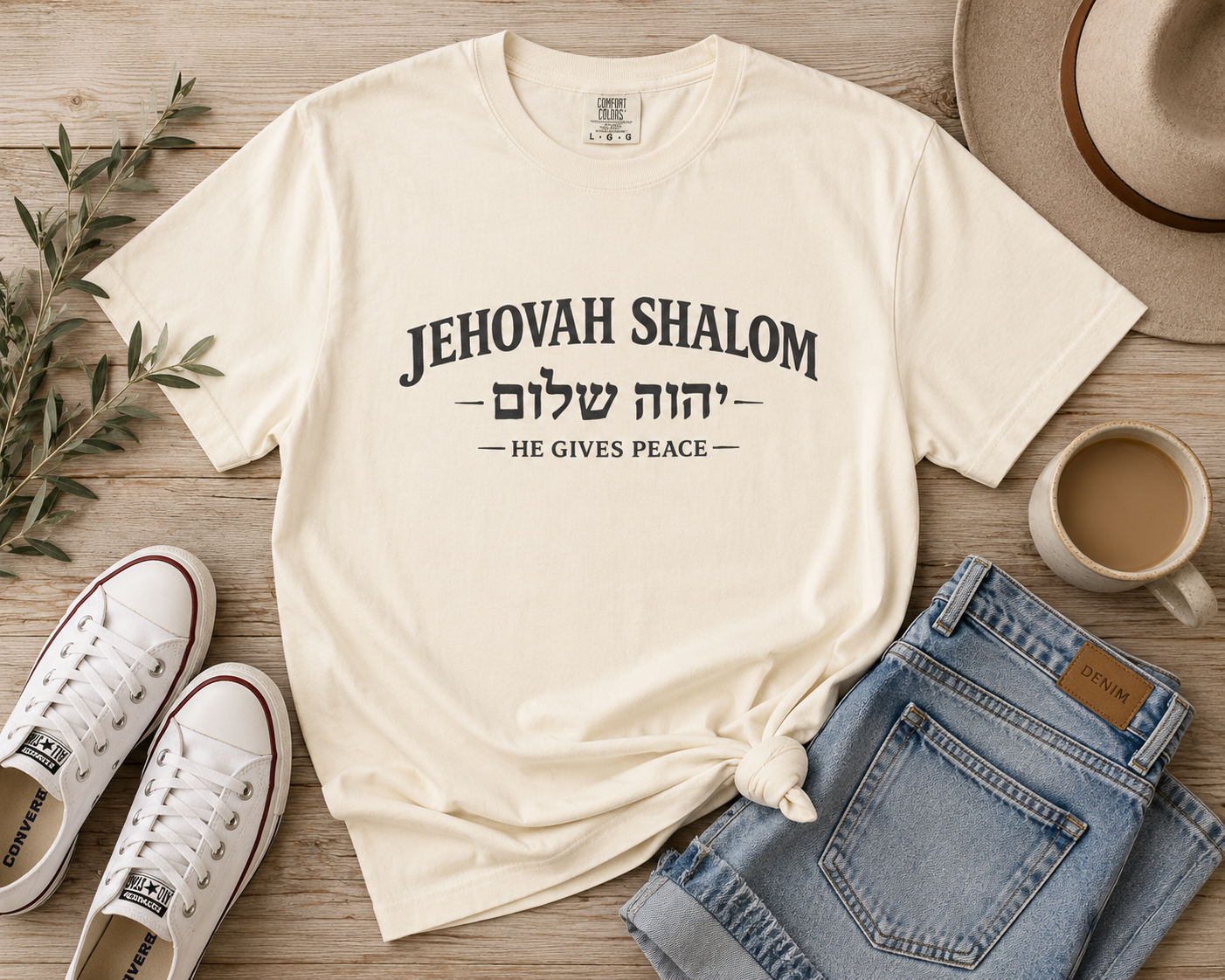 Jehovah Shalom T-Shirt — 'He Gives Peace' Hebrew Faith Tee
