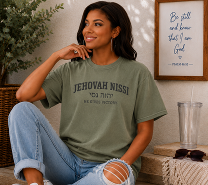 Jehovah Nissi T-Shirt — He Gives Victory Christian Tee