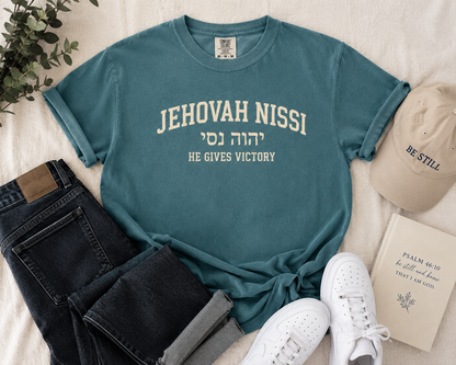 Jehovah Nissi T-Shirt — He Gives Victory Christian Tee
