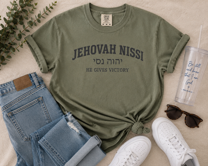 Jehovah Nissi T-Shirt — He Gives Victory Christian Tee