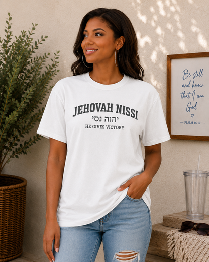 Jehovah Nissi T-Shirt — He Gives Victory Christian Tee