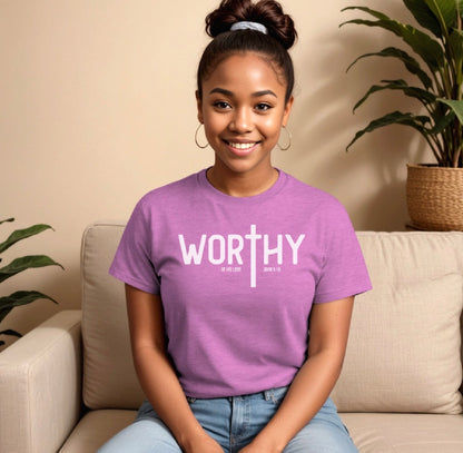 Worthy T‑Shirt – Minimal Faith Graphic Tee with Cross