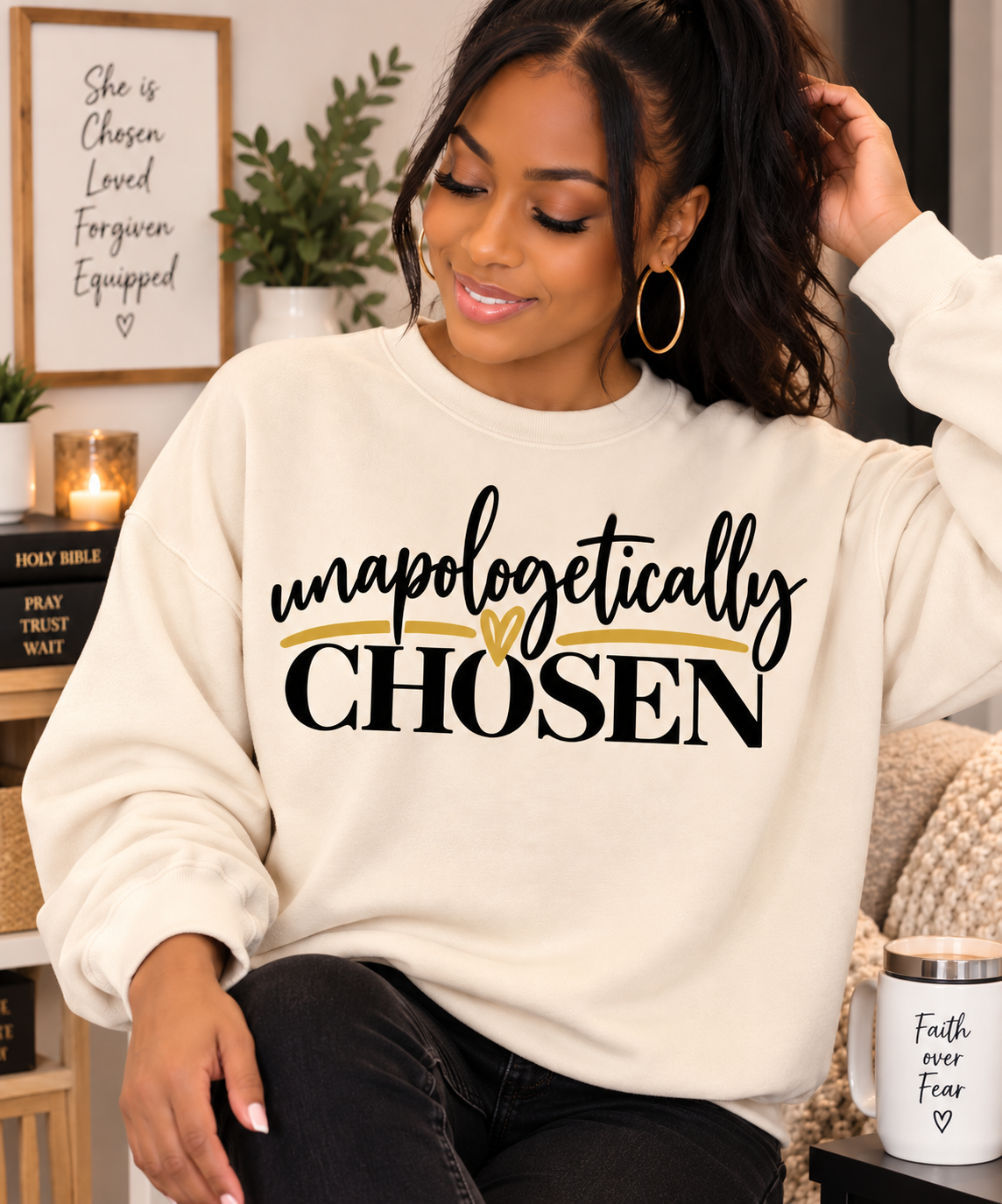Unapologetically Chosen Inspirational Crewneck Sweatshirt