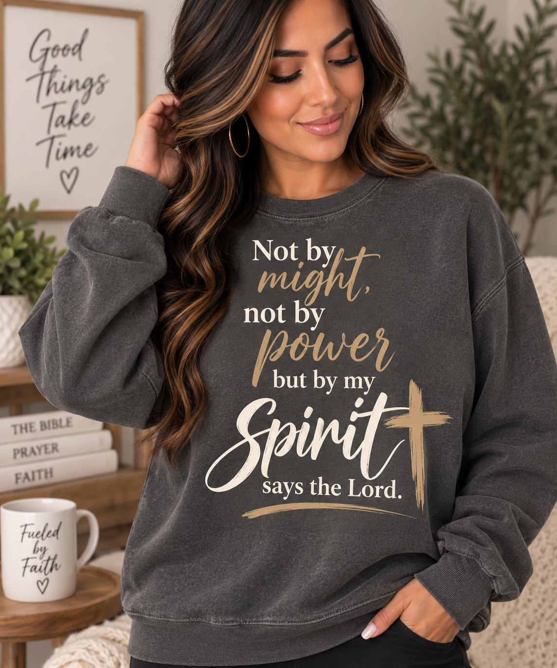 Not by Might, but by My Spirit Christian Sweatshirt