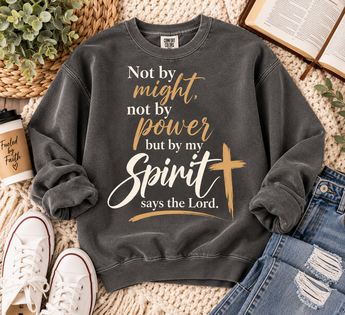 Not by Might, but by My Spirit Christian Sweatshirt