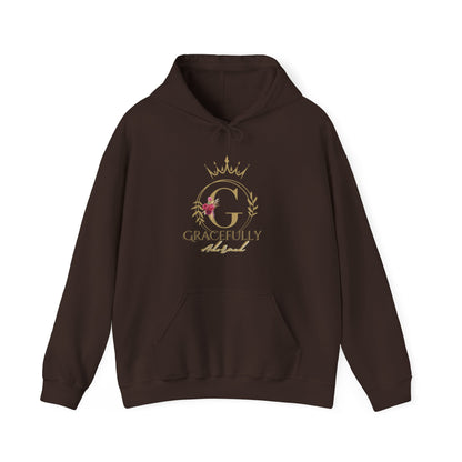 Gracefully Adored Crown Hoodie — Feminine Floral Logo Pullover