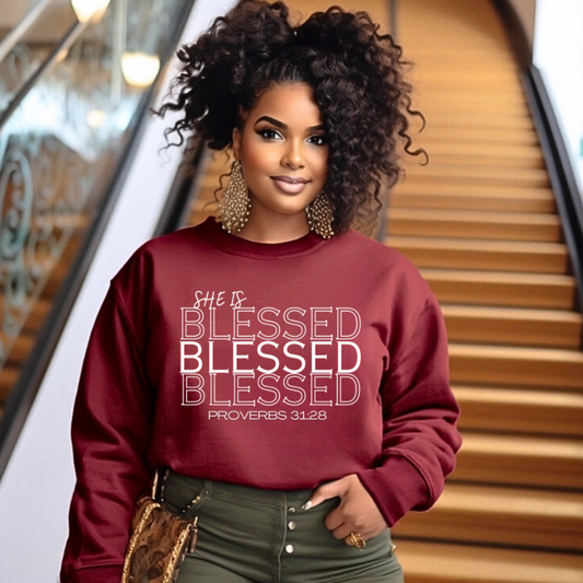 She is Blessed Proverbs 31 28 Sweatshirt