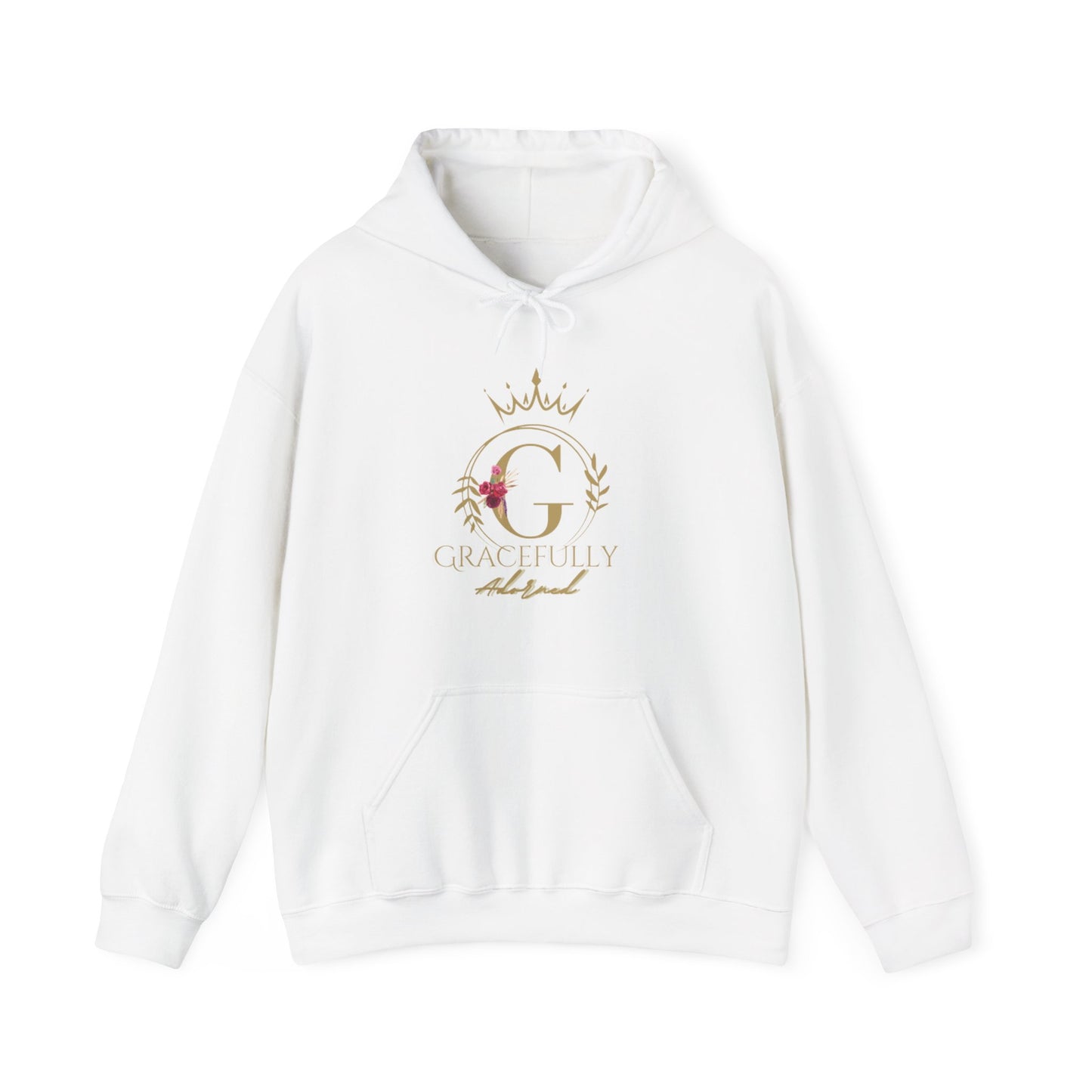 Gracefully Adored Crown Hoodie — Feminine Floral Logo Pullover