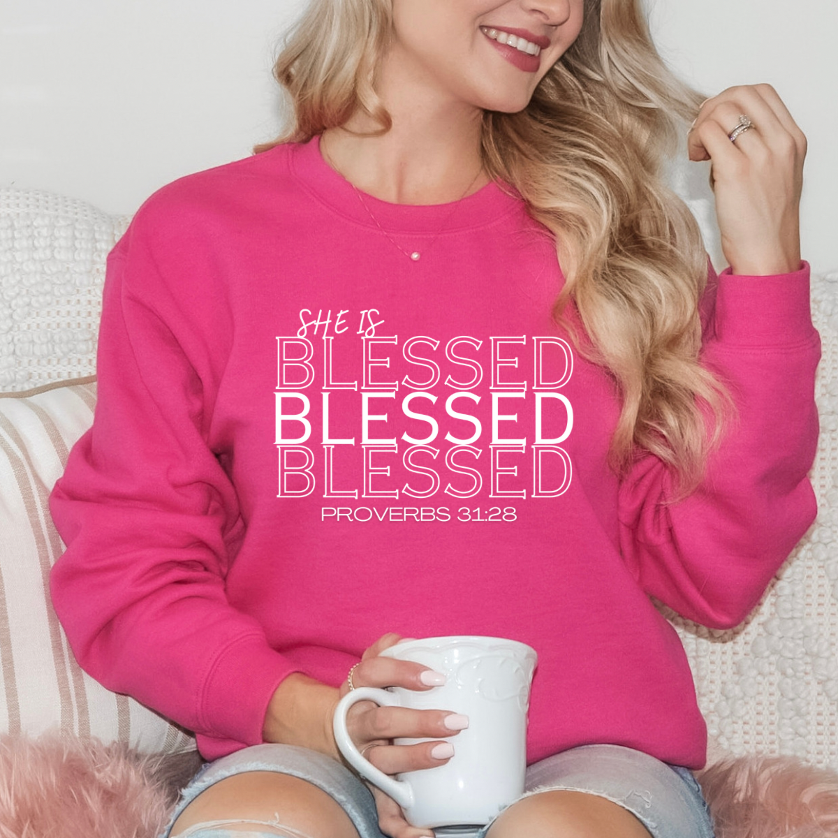 She is Blessed Proverbs 31 28 Sweatshirt