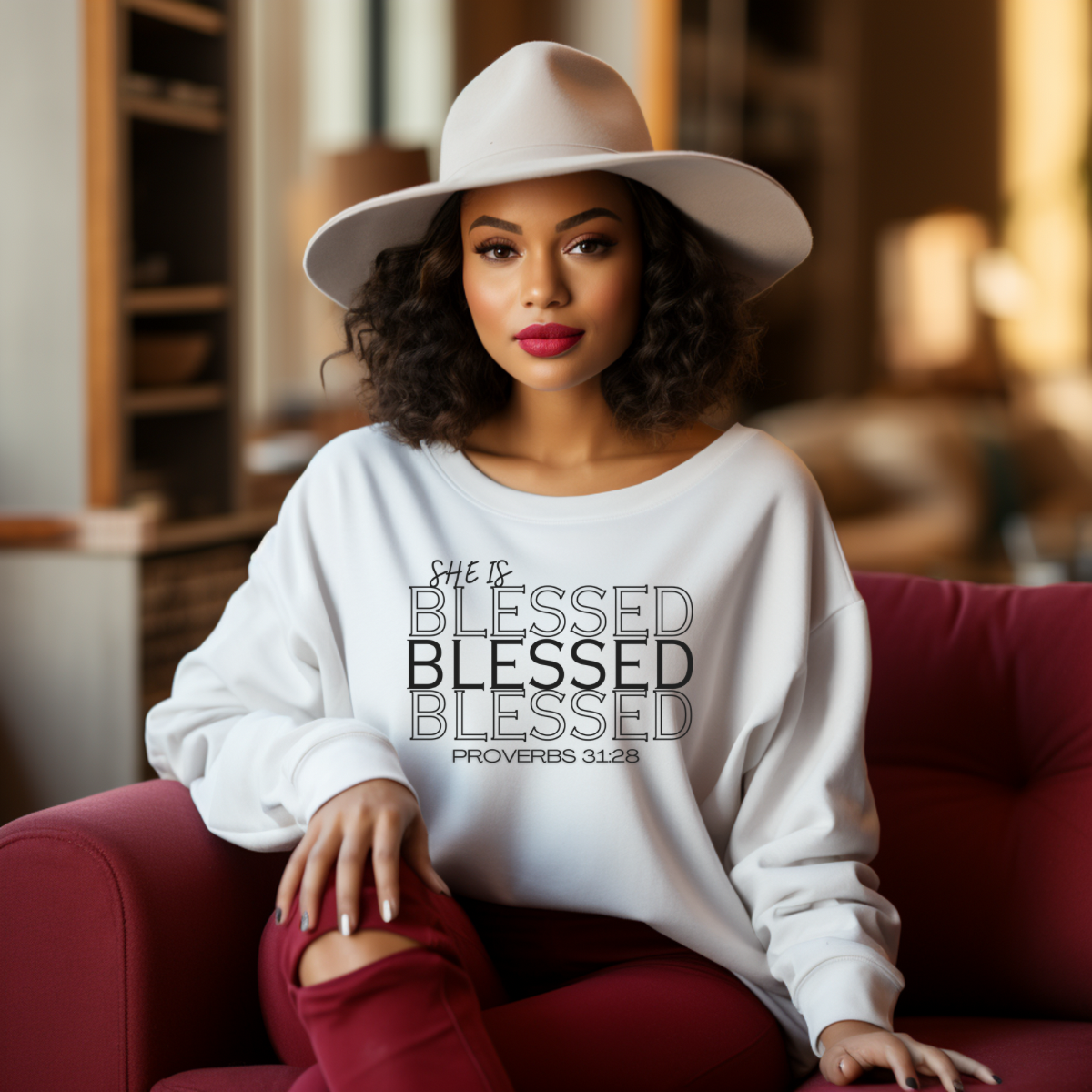 She is Blessed Proverbs 31 28 Sweatshirt