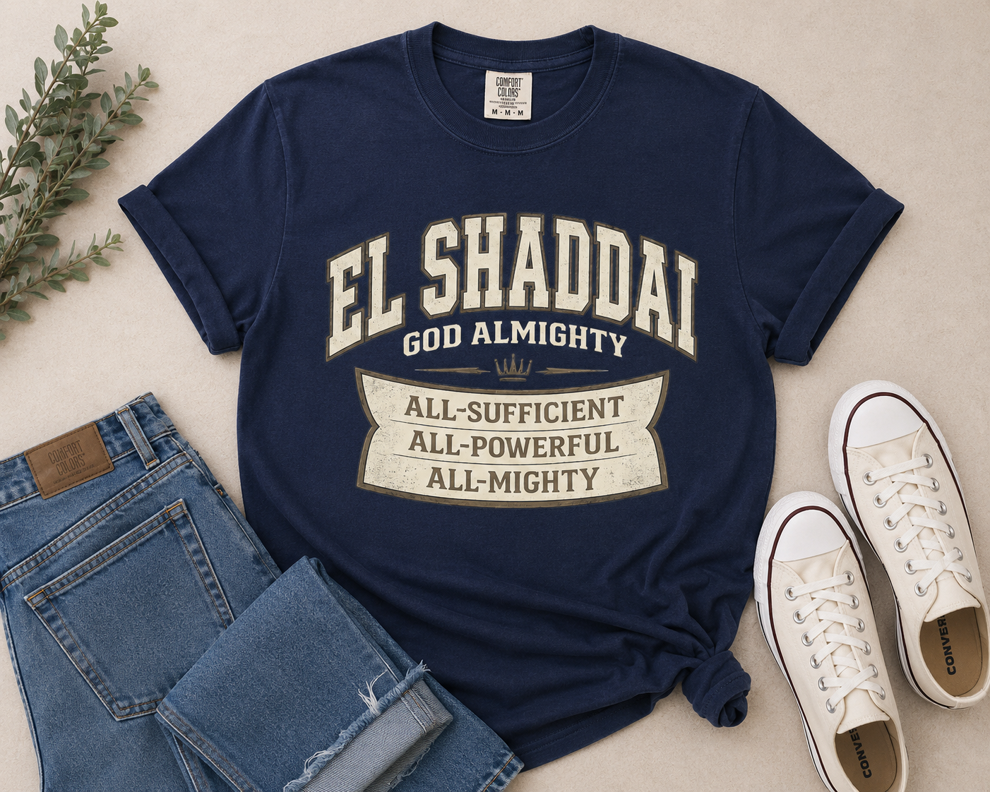 El Shaddai 'God Almighty' Garment-Dyed T-Shirt - Faith Graphic Tee