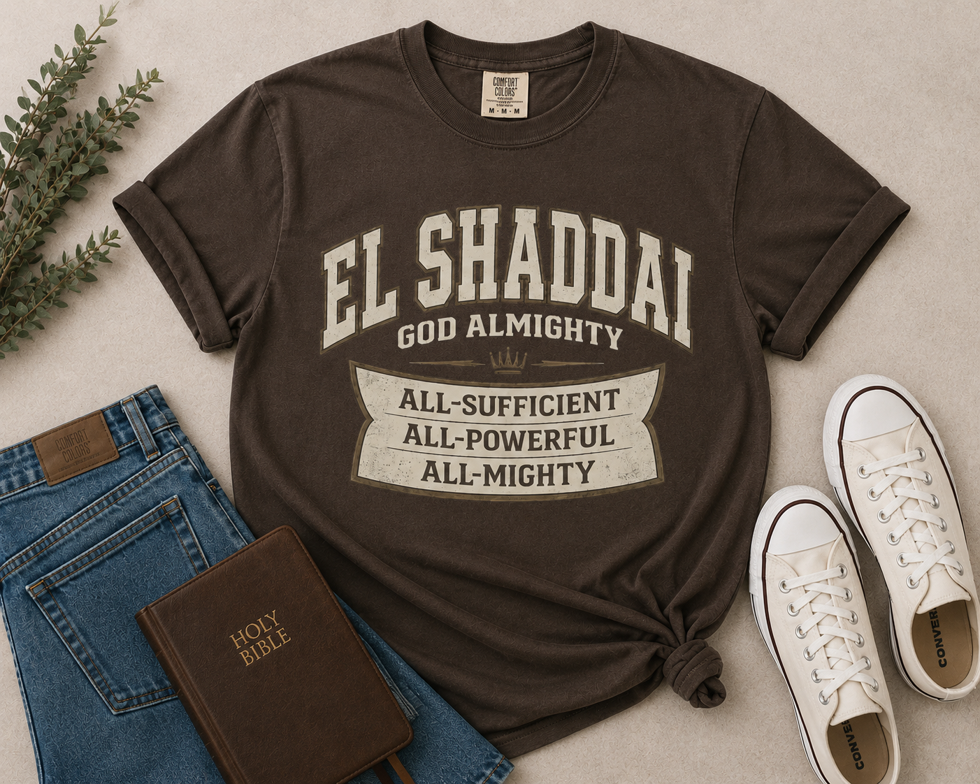 El Shaddai 'God Almighty' Garment-Dyed T-Shirt - Faith Graphic Tee