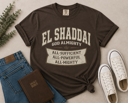 El Shaddai 'God Almighty' Garment-Dyed T-Shirt - Faith Graphic Tee