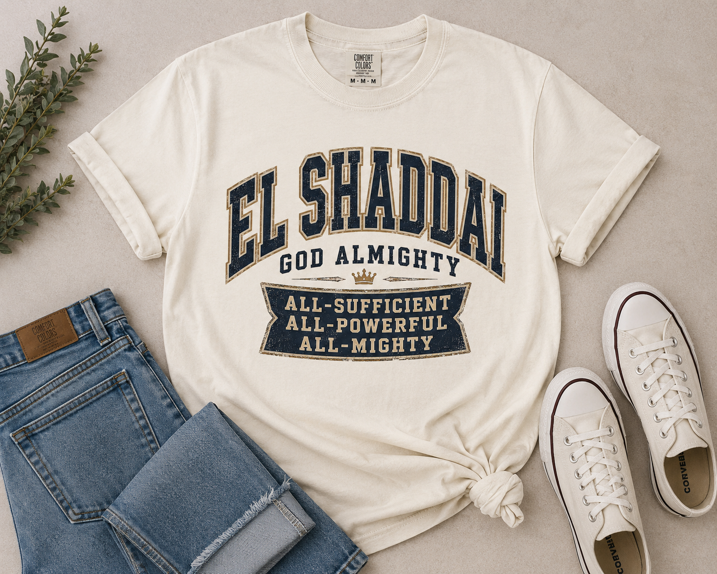 El Shaddai 'God Almighty' Garment-Dyed T-Shirt - Faith Graphic Tee