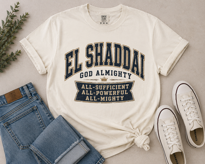 El Shaddai 'God Almighty' Garment-Dyed T-Shirt - Faith Graphic Tee